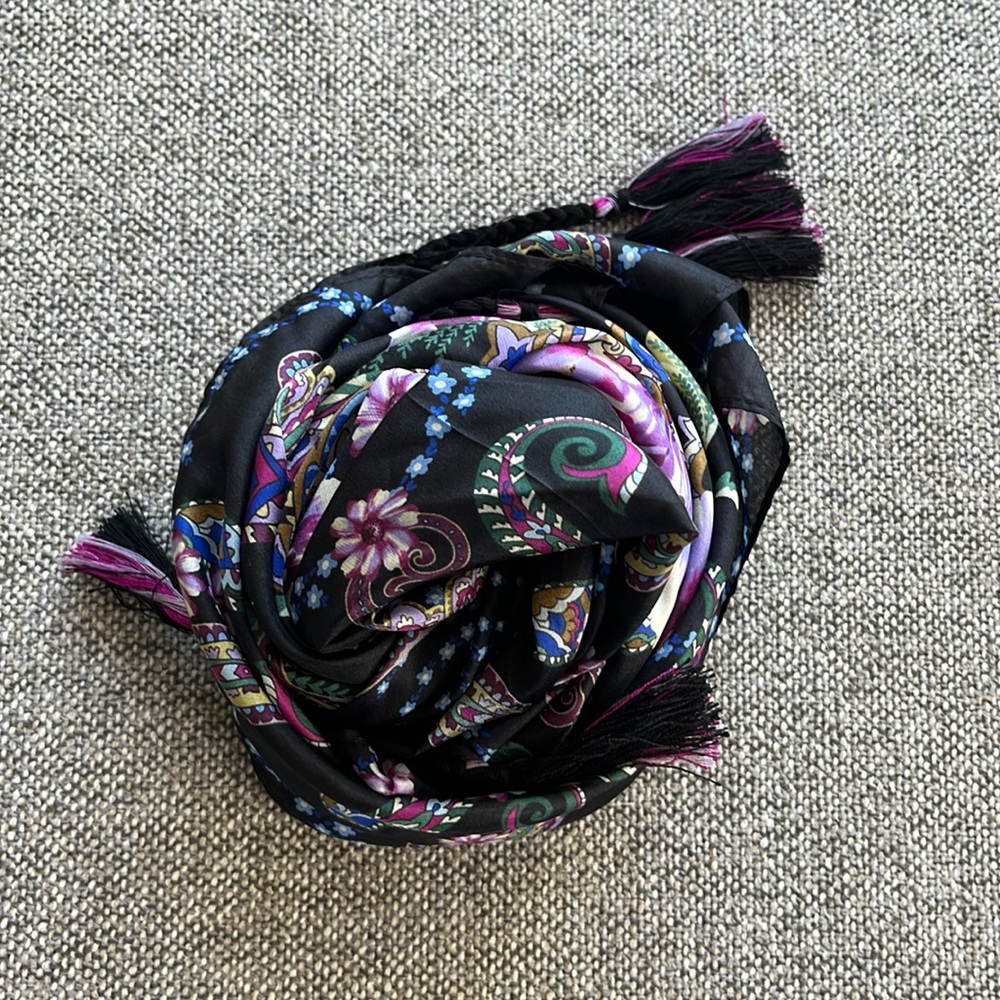 Johnny Was EUC Silk Camino Serra Tassel Scarf